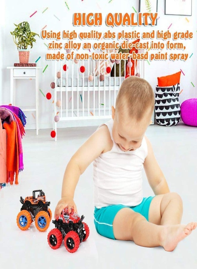 BRIJBAZAAR Mini Monster Trucks Friction Powered Cars for Kids, Toddler Toys Inertia Car Toys Pack 4 - Image 5